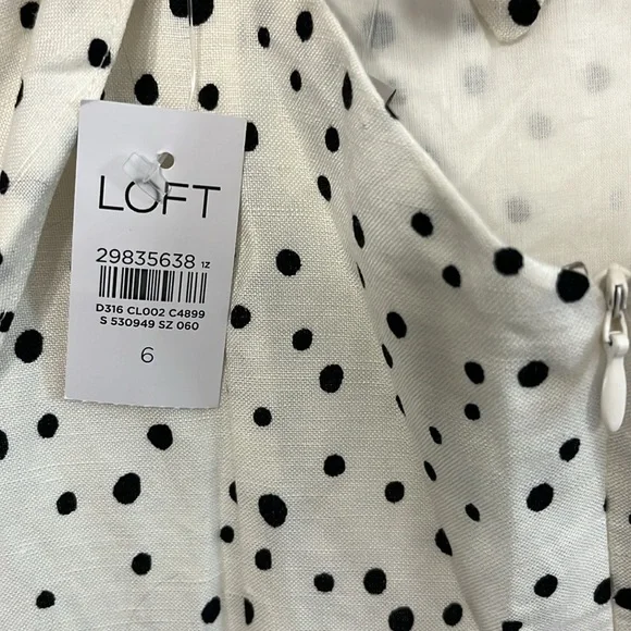 LOFT Polka Dot Puff Sleeve Dress– Size 6 - Picture 4 of 7